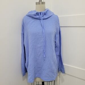 Caslon Women's Blue Pullover Cotton Crew Neck with Pockets Sweater Size L